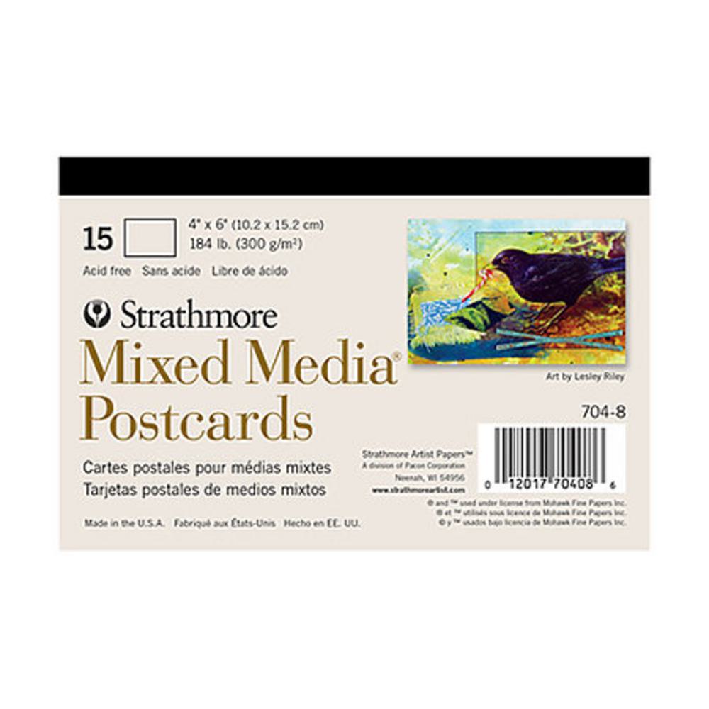 Strathmore, Greeting Cards, Art & School, 4"x6", Blank, Greeting Postcards, Mixed Media, 15 Count, Pad, 790660